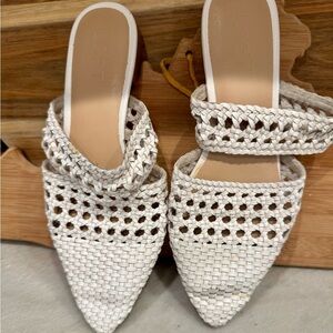 LOFT White Woven Mules with Pointed Toe 7M